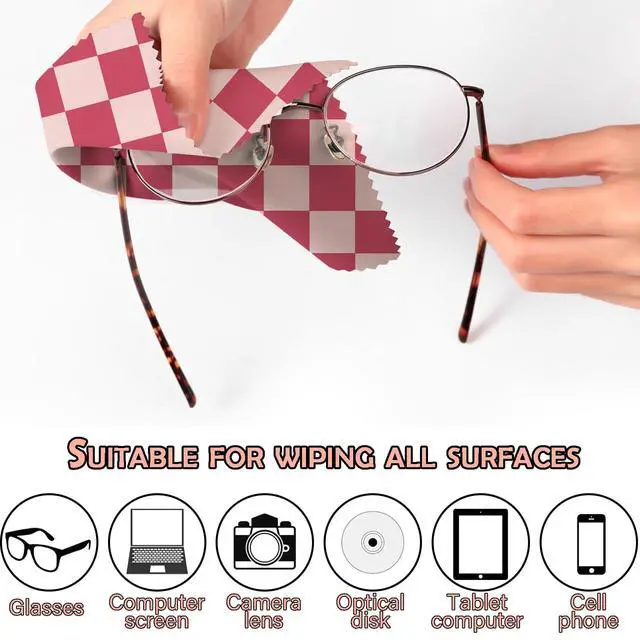 Alt view image 3 of 7 - 6 PCS Glasses Cleaning Cloth Eyeglass Cleaning Cloth Lens Eyeglasses Microfiber Cute Aesthetic Cloth for Unisex Women Girls Reusable Phone Screens Camera Multi-Patterns(6.3"x6.3")-Checkered
