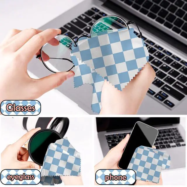 Alt view image 5 of 7 - 6 PCS Glasses Cleaning Cloth Eyeglass Cleaning Cloth Lens Eyeglasses Microfiber Cute Aesthetic Cloth for Unisex Women Girls Reusable Phone Screens Camera Multi-Patterns(6.3"x6.3")-Checkered