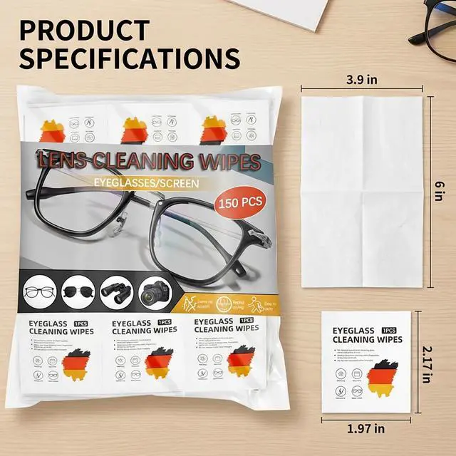 Alt view image 7 of 7 - 150 Count Wrapped Lens Cleaning Wipes for Eyeglasses Screens Cameras