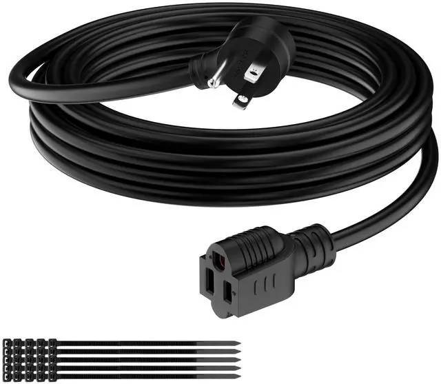 Main image of Cord 6 FT, 3 Prong Extension Power Cord, 45 Degree Plug Design, 16/3 Gauge Flexible Cold, 13A 1625W 16AWG, Save Space 3 Prong Electric Cord, ETL, Black Cable with 25 Cable Ties
