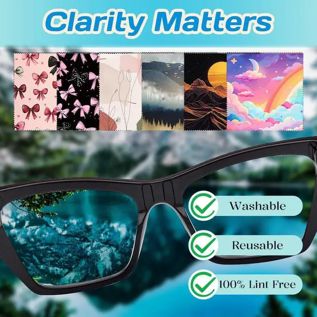 Alt view image 3 of 7 - 6 PCS Glasses Cleaning Cloth Eyeglass Lens Cleaning Cloth Eyeglasses Wipes Microfiber Reusable Soft for Phone Screens Camera Unisex Women Girls Cute Aesthetic (6.3"x6.3")-Pink Bowknot