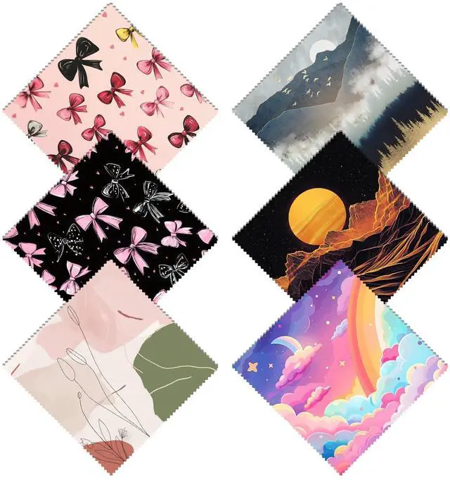 Main image of 6 PCS Glasses Cleaning Cloth Eyeglass Lens Cleaning Cloth Eyeglasses Wipes Microfiber Reusable Soft for Phone Screens Camera Unisex Women Girls Cute Aesthetic (6.3"x6.3")-Pink Bowknot