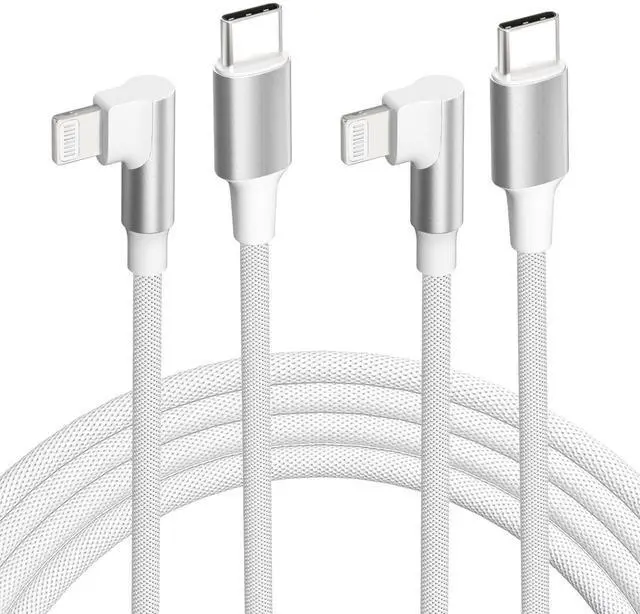 Main image of USB C to Lightning Cable 6ft 2 Pack MFi Right Angle 20W Fast Charging Cord