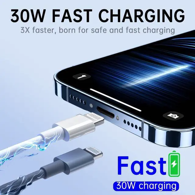 Alt view image 4 of 7 - 5Pack PD Fast Charging Cable, MFi Certified, 6.6FT*5 Compatible with iPhone 14 13 12 11 Pro Max XS XR X 8 Plus, Pad, USB C to L Cable