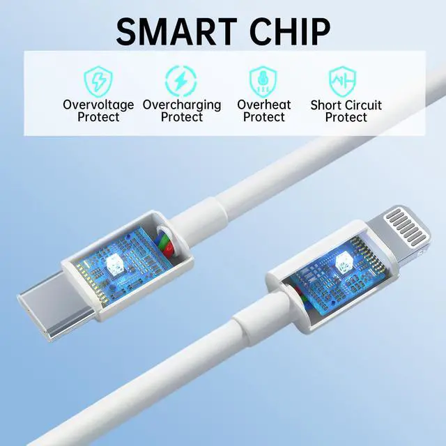 Alt view image 3 of 7 - 5Pack PD Fast Charging Cable, MFi Certified, 6.6FT*5 Compatible with iPhone 14 13 12 11 Pro Max XS XR X 8 Plus, Pad, USB C to L Cable