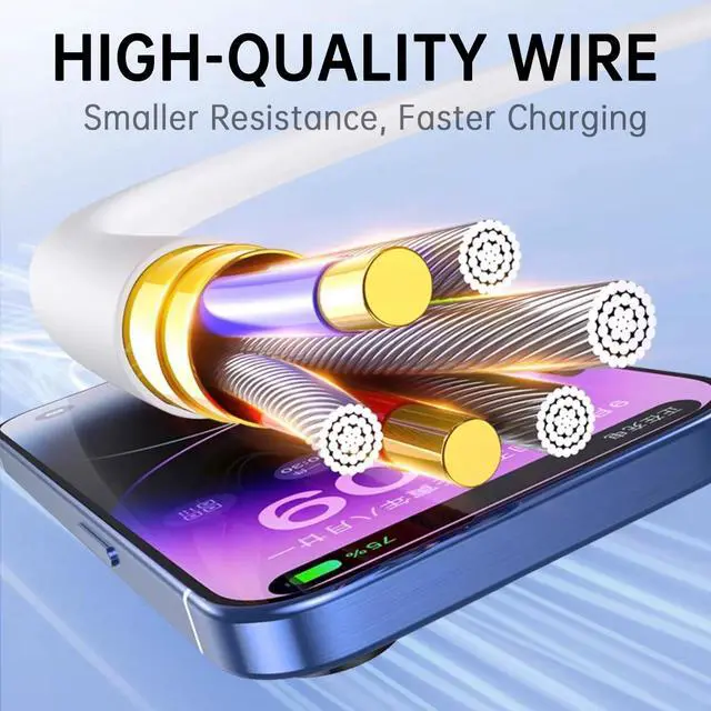 Alt view image 2 of 7 - 5Pack PD Fast Charging Cable, MFi Certified, 6.6FT*5 Compatible with iPhone 14 13 12 11 Pro Max XS XR X 8 Plus, Pad, USB C to L Cable