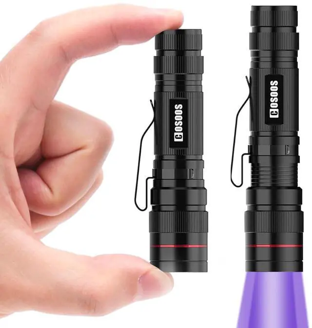 Main image of 2 Pack UV Flashlight, 395nm Mini Black Light, Zoomable Small Torch Light, Portable Urine Detector for Dog/Cat/Pet Urine, Dry Stains, Bed Bugs, Scorpion