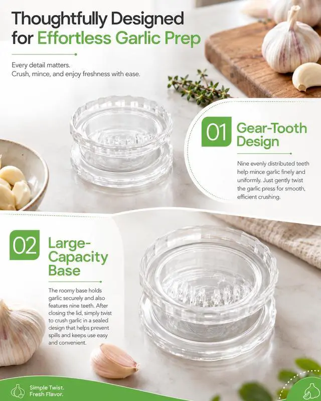 Alt view image 5 of 7 - Clear Manual Garlic Twister and Ginger Mincer Tool,Multi Functional Garlic Mincer Grinder,Practical Kitchen Gadget for Mincing Garlic,Ginger,Onion,Nuts & Seasoning Herbs