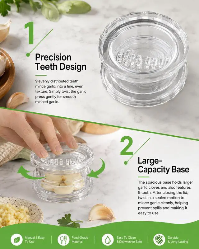 Alt view image 5 of 7 - Clear Handheld Garlic Twister and Ginger Mincer Tool,Multi Functional Garlic Mincer Grinder,Practical Kitchen Gadget for Mincing Garlic,Ginger,Onion,Nuts & Seasoning Herbs