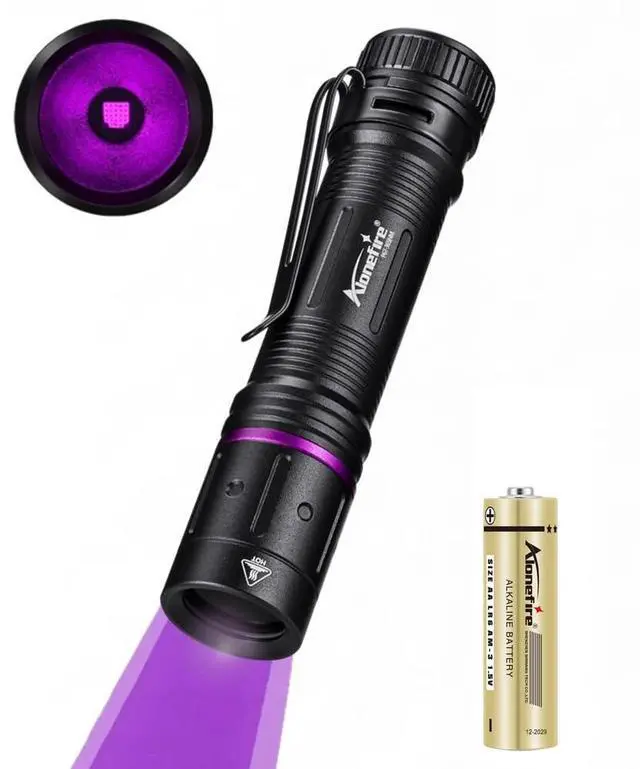 Main image of P67 Mini 3W UV Flashlight 365nm Portable Ultraviolet Very Small EDC Black Light for Pet Urine Detector, Minerals, Scorpions, Finding Stains, Money Checker with AA Battery Easy to Replace