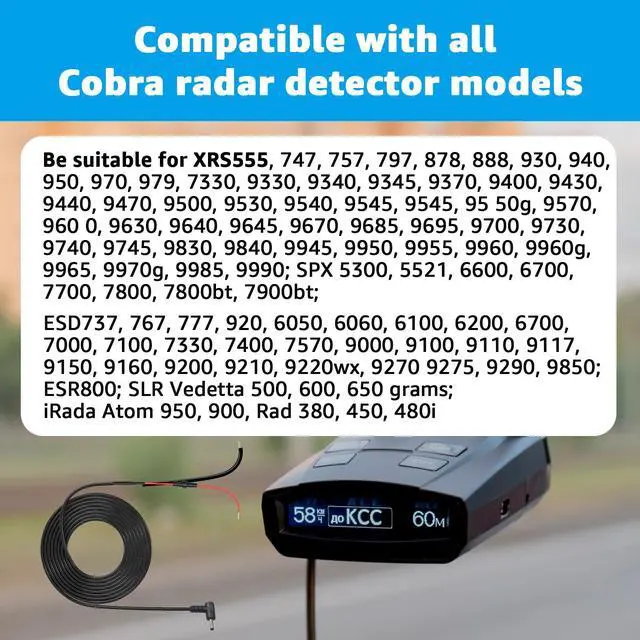 Alt view image 3 of 7 - Direct HardWire Power Cord Kit Compatible with Cobra Radar Laser Detector Part # 420-030-N-001 (9.8FT)