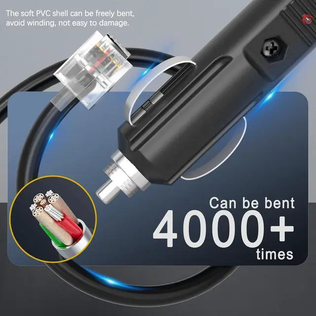 Alt view image 5 of 6 - Radar Detector Power Cable, 12V Car Cigarette Lighter to RJ11 Adapter Plug Cord, Radar Straight Power Cord for Escort Passport 9500i, MAX360, Uniden R1 R3 R7,Beltronics Radar Detectors
