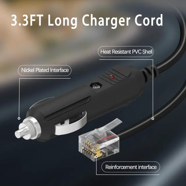 Alt view image 4 of 6 - Radar Detector Cable, Car Lighter Adapter to 12V RJ-11 Power Cord Compatible with Uniden R1 R3 R7, Valentine, Beltronics, Escort Passport 9500ix, MAX360 Radar Detectors etc. 3.3Feet