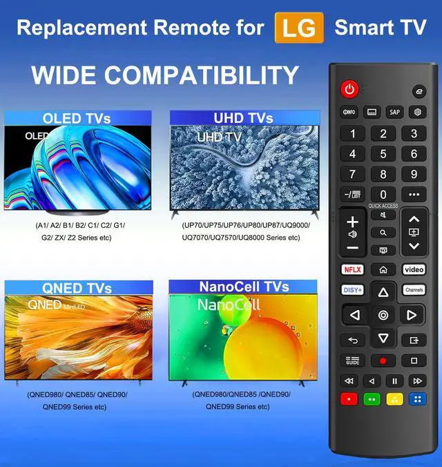 Alt view image 3 of 7 - 2PCS Replacement for LG TV Remote Control, Universal Remote Compatible for All LG 4K OLED UHD QLED Mini LED Smart TVs Remote Control