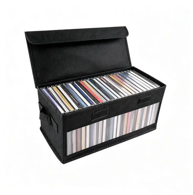 Main image of Upgraded CD Holder Box with Reinforced Handles,Large Capacity CD Storage Box for Holds Up to 32 Jewel Case,Multifunctional Transparent CDs Organizer Case for Home,Car,Travel