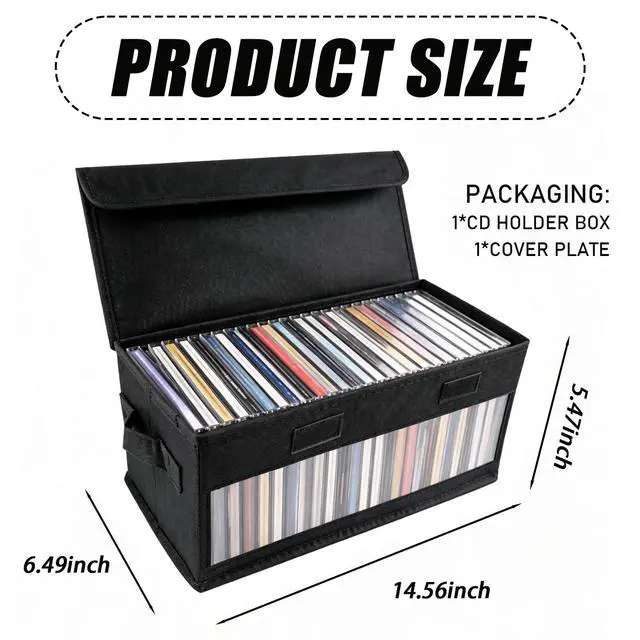 Alt view image 2 of 7 - Upgraded CD Holder Box with Reinforced Handles,Large Capacity CD Storage Box for Holds Up to 32 Jewel Case,Multifunctional Transparent CDs Organizer Case for Home,Car,Travel