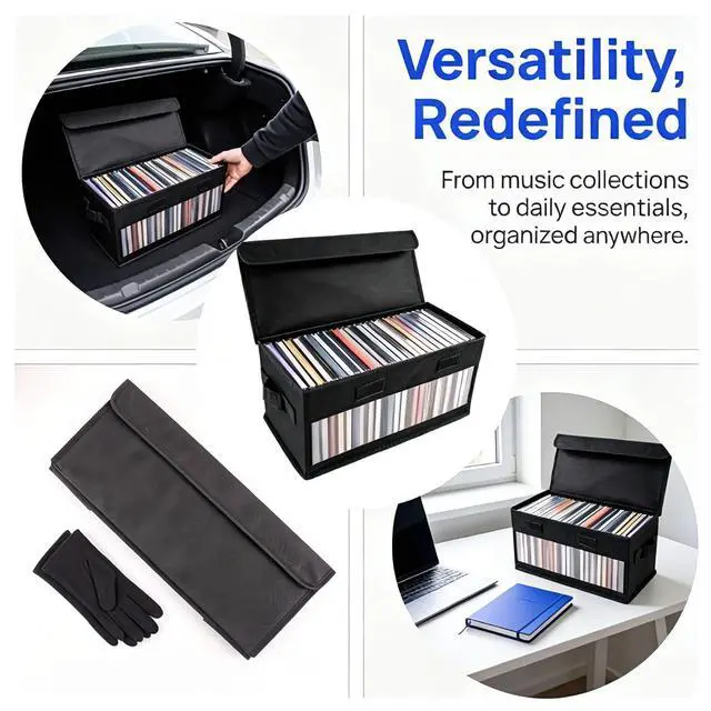 Alt view image 4 of 7 - Upgraded CD Holder Box with Reinforced Handles,Large Capacity CD Storage Box for Holds Up to 32 Jewel Case,Multifunctional Transparent CDs Organizer Case for Home,Car,Travel