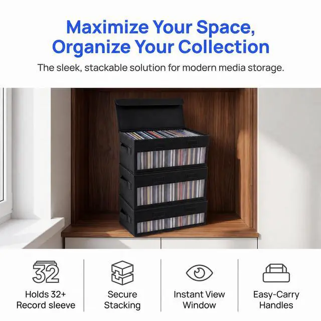 Alt view image 5 of 7 - Upgraded CD Holder Box with Reinforced Handles,Large Capacity CD Storage Box for Holds Up to 32 Jewel Case,Multifunctional Transparent CDs Organizer Case for Home,Car,Travel