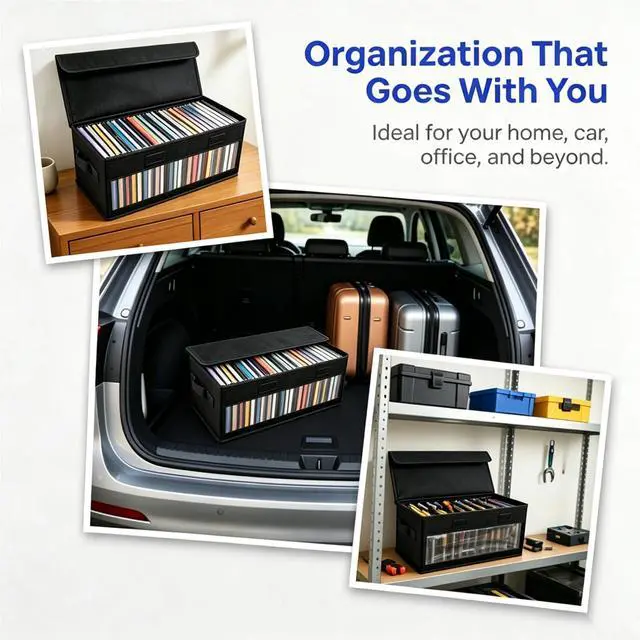 Alt view image 7 of 7 - Upgraded CD Holder Box with Reinforced Handles,Large Capacity CD Storage Box for Holds Up to 32 Jewel Case,Multifunctional Transparent CDs Organizer Case for Home,Car,Travel