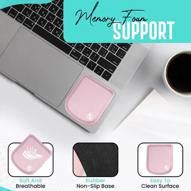 Alt view image 3 of 7 - Ultra-Thin Laptop Wrist Rest Pads (Pastel Pink)