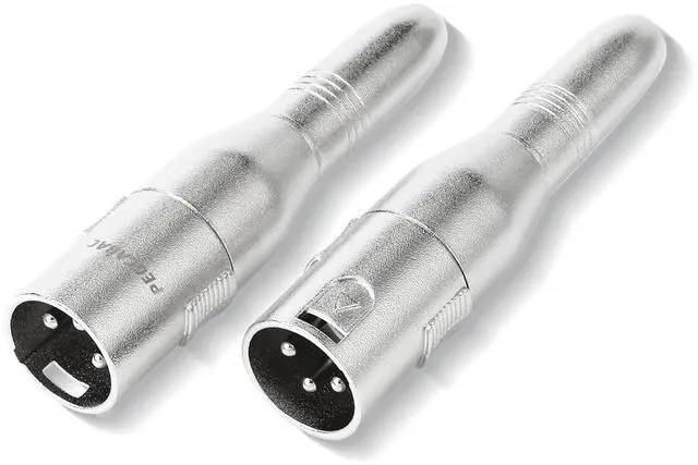 Main image of XLR 3 Pin Male to 1/4" 6.35mm Female Jack Socket Audio Adapter, Professional Grade Conversion Adapters, Audio Cable Mic Cord Adapter Plug, Silver 2-Pcs