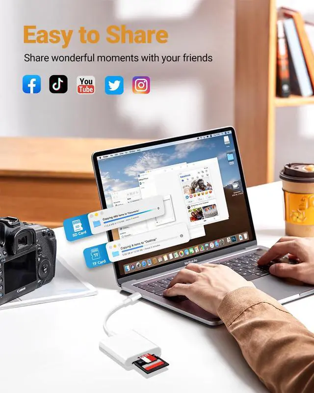 Alt view image 7 of 7 - SD Card Reader with Dual Card Slots for MacBook Pro & iPhone 15/16/17/iPad/Android - USB-C Type-C Multi-Format Reader, Supports SD/Micro SD/TF for Trail Camera Viewer