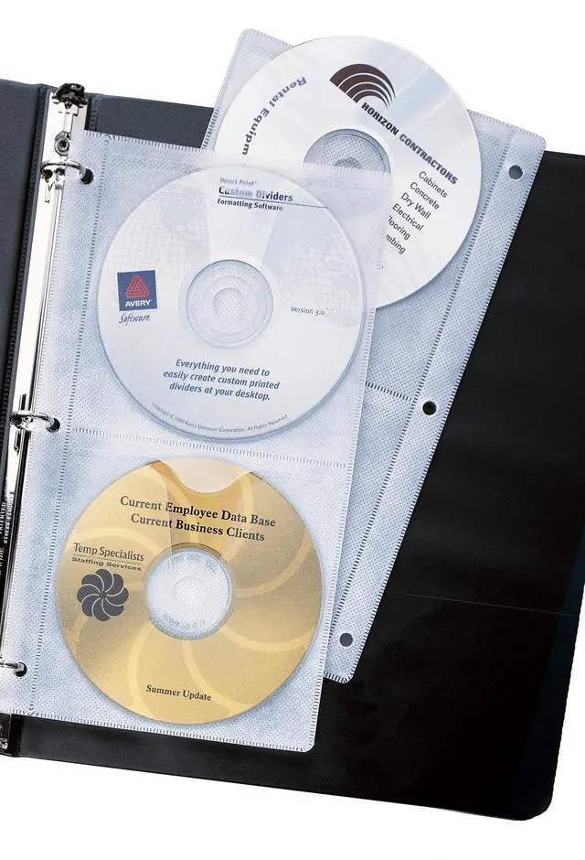 Alt view image 2 of 4 - Clear DVD Storage Sleeves for 3 Ring Binder, Two-Sided, Pack of 5 Holds 20 CD/DVDs Total (75263)