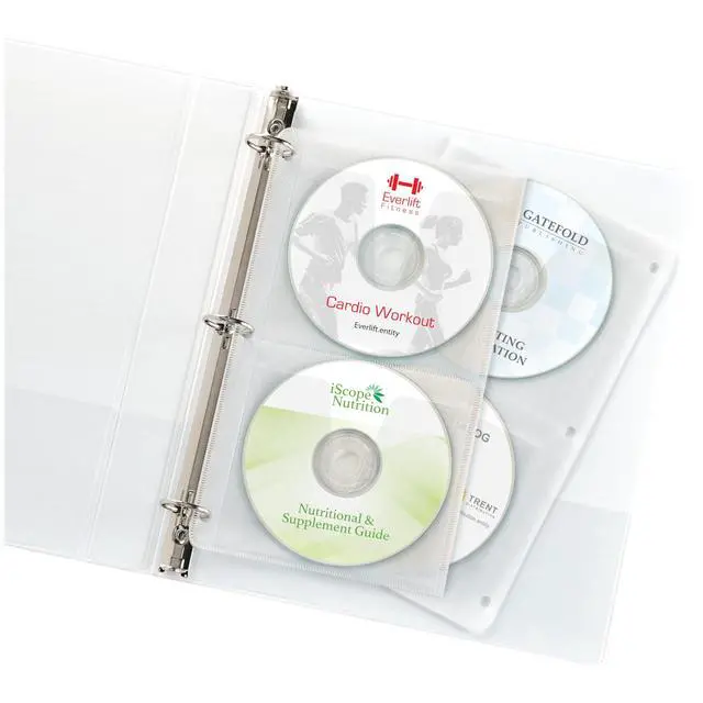 Alt view image 3 of 4 - Clear DVD Storage Sleeves for 3 Ring Binder, Two-Sided, Pack of 5 Holds 20 CD/DVDs Total (75263)