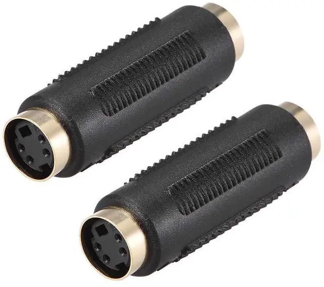 Main image of S-Video 4 Terminal Female to Female Connector Mini Din 4 PIN Composite Stereo Video Extension Cable Adapter Coupler for DVD HDTV, Black 2Pcs
