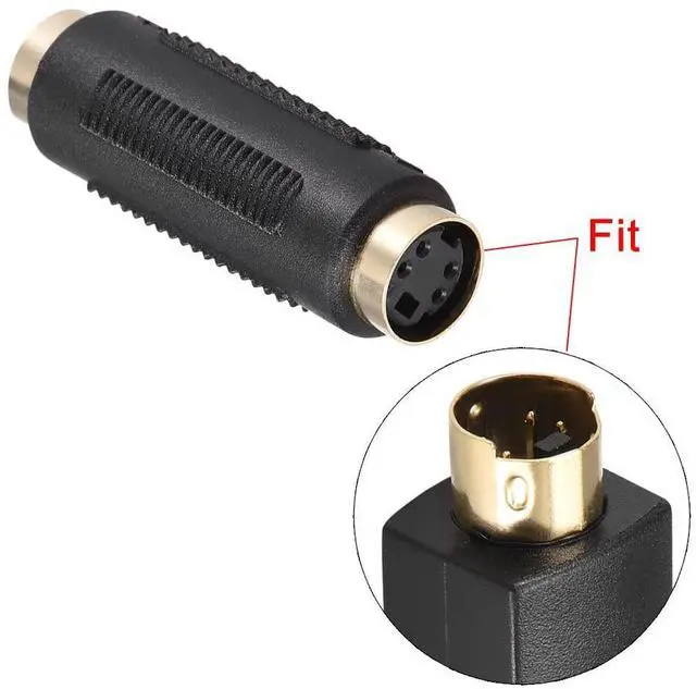 Alt view image 3 of 3 - S-Video 4 Terminal Female to Female Connector Mini Din 4 PIN Composite Stereo Video Extension Cable Adapter Coupler for DVD HDTV, Black 2Pcs