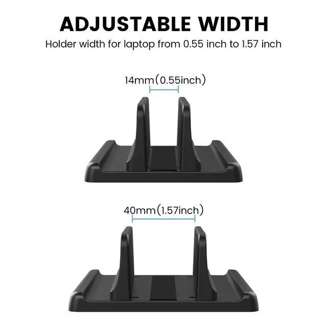 Alt view image 3 of 7 - 3 in 1 Vertical Laptop Stand Holder,Adjustable ABS Plastic Desktop Notebook Dock,Vertical Laptop Stand Space-Saving for All MacBook/Surface/Samsung/HP/Dell/Chrome Book