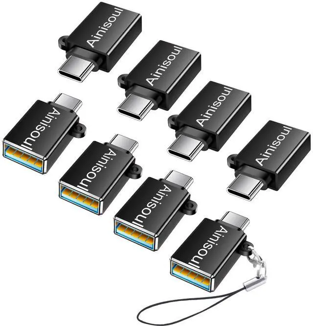 Main image of USB to USB C Adapter 8 Pack,USBA to USBC Adapter,USB-C Converter,USBC Adapters for iPhone 16 15,MacBook Pro/Air,iPad Pro,Samsung Galaxy and More(Black)