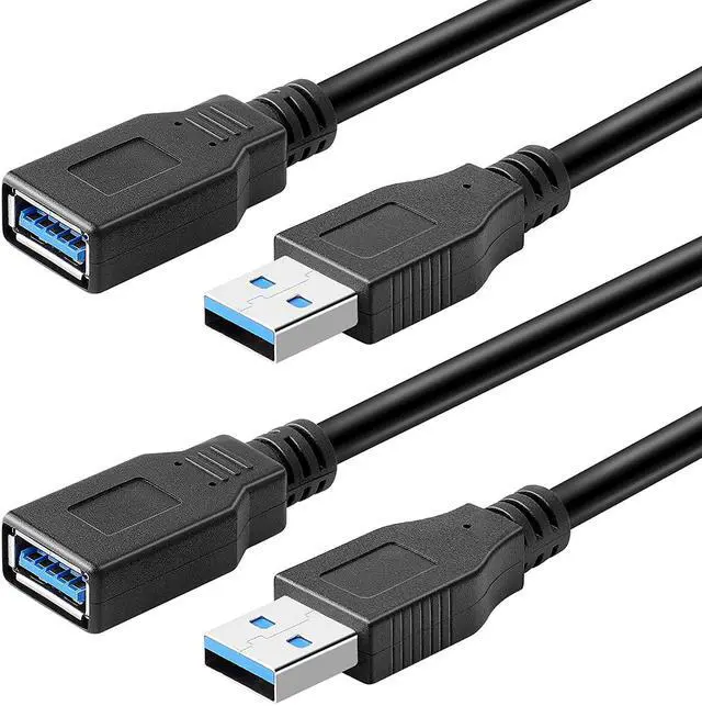 Main image of 2 Pack USB 3.0 Extension Cable SuperSpeed Type A Male to Female Extender Cord (3FT)
