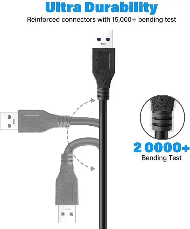 Alt view image 6 of 7 - 2 Pack USB 3.0 Extension Cable SuperSpeed Type A Male to Female Extender Cord (3FT)