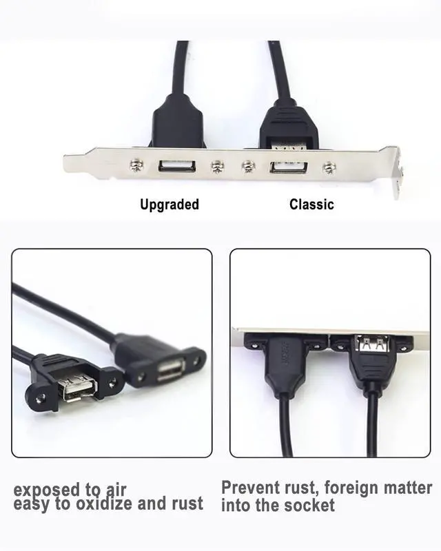 Alt view image 4 of 7 - 2Pack USB2.0 Male to Female Extension Cable 3FT with Ears can be Fixed Various Chassis/Cabinets/Panels USB Extender W/Screw nut for USB Panel Mount (USB Type-A, 3FT)