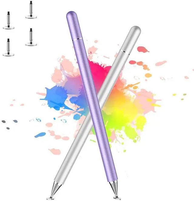 Main image of Stylus Pen for iPad, LUNTAK Stylus Pens for Nintendo Switch/Apple/iPhone/Ipad pro/Mini/Air/Android/Microsoft/Surface/All Capacitive Touch Screens Universal with 4 Replacement Tips (Purple and Silver)