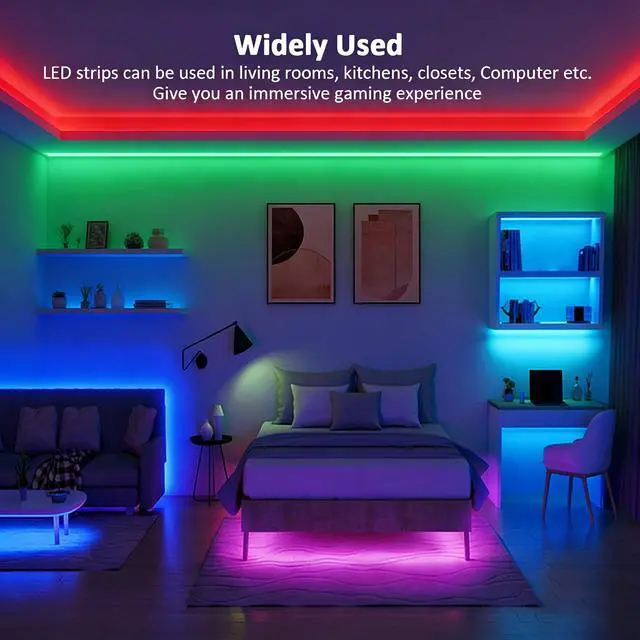 Alt view image 3 of 5 - 5V USB LED Strip Lights, 3.28FT 3Key COB Light Strip RGB, Short LED Strip Light, Flexible Bright 5V Led Strip for Under Cabinet, Kitchen, TV Backlight, Shelves, Displays and TV Lights