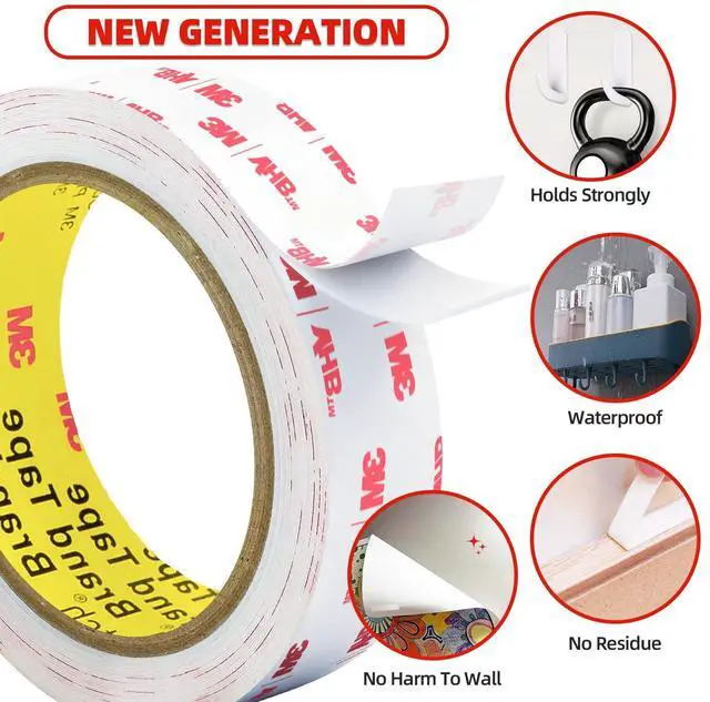 Alt view image 3 of 7 - 3M Double Sided Tape Heavy Duty, 0.39" x 9.85FT Removable Mounting Tape for Wall, Extra Strong Foam Tape, Picture Hanging Adhesive Strips Waterproof for Cars, Walls, Home, Office Décor