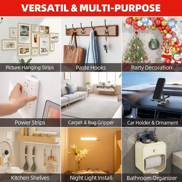 Alt view image 5 of 7 - 3M Double Sided Tape Heavy Duty, 0.39" x 9.85FT Removable Mounting Tape for Wall, Extra Strong Foam Tape, Picture Hanging Adhesive Strips Waterproof for Cars, Walls, Home, Office Décor