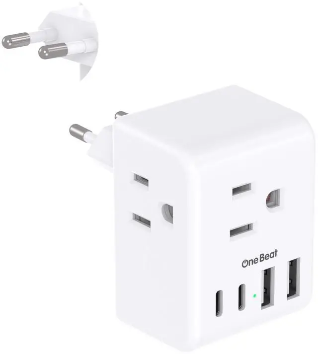 Main image of 1 Pack European Travel Plug Adapter, International Power Plug Adapter