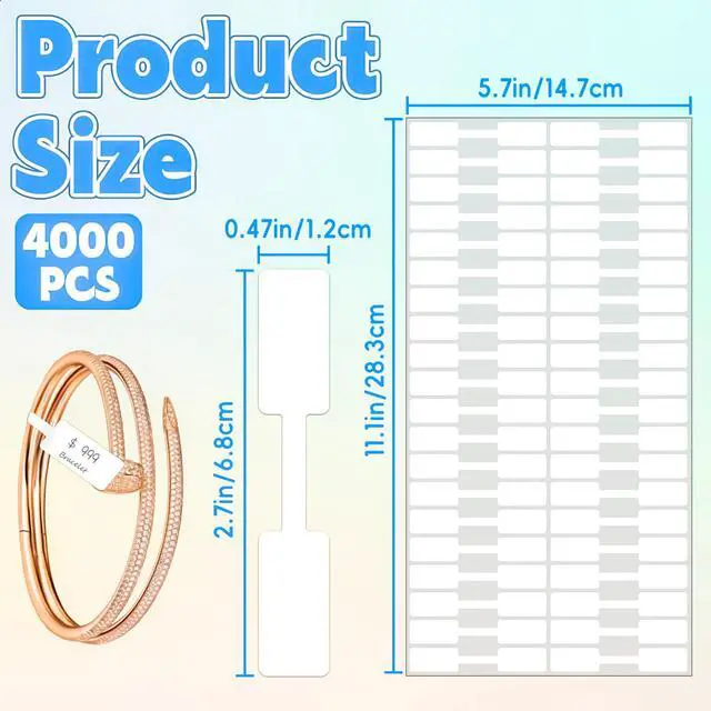 Alt view image 2 of 7 - 4000PCS Price Tags Stickers Jewelry Price Tag Labels,White Blank Pricing Sticker Label Tags, Self Adhesive Jewelry Sticker Tag Labels for Necklace Earring Bracelet Ring (Ballpoint Pen Writing)