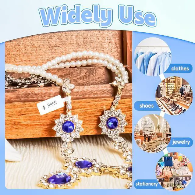 Alt view image 5 of 7 - 4000PCS Price Tags Stickers Jewelry Price Tag Labels,White Blank Pricing Sticker Label Tags, Self Adhesive Jewelry Sticker Tag Labels for Necklace Earring Bracelet Ring (Ballpoint Pen Writing)