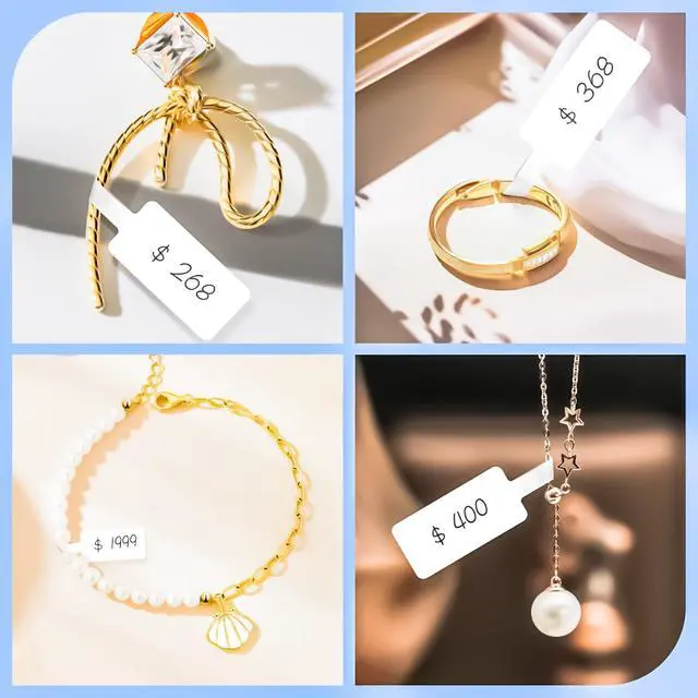 Alt view image 6 of 7 - 4000PCS Price Tags Stickers Jewelry Price Tag Labels,White Blank Pricing Sticker Label Tags, Self Adhesive Jewelry Sticker Tag Labels for Necklace Earring Bracelet Ring (Ballpoint Pen Writing)