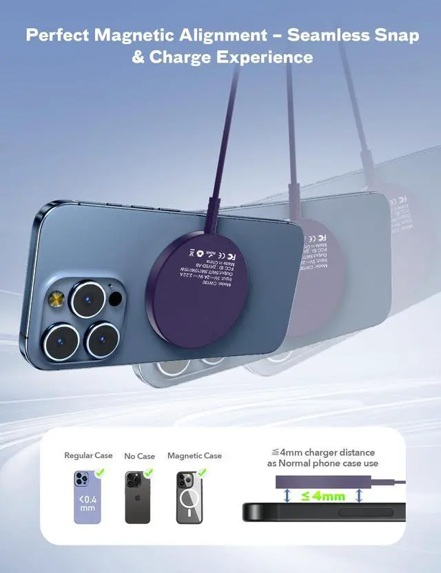 Alt view image 2 of 7 - Magnetic Wireless Charger - Purple