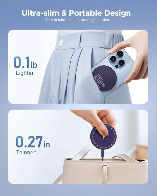 Alt view image 7 of 7 - Magnetic Wireless Charger - Purple