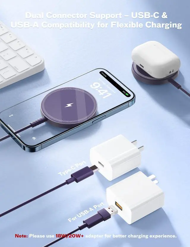 Alt view image 6 of 7 - Magnetic Wireless Charger - Purple
