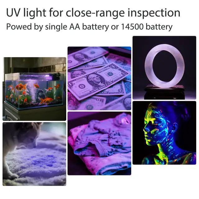 Alt view image 3 of 7 - UV 365nm Blacklight Flashlight Ultraviolet Low Lumen Dim Uv Light Wood's lamp Detector for Dog Urine Pet Stains Anti-counterfeiting Resin Curing (Powered by Single AA Battery, Not Included)
