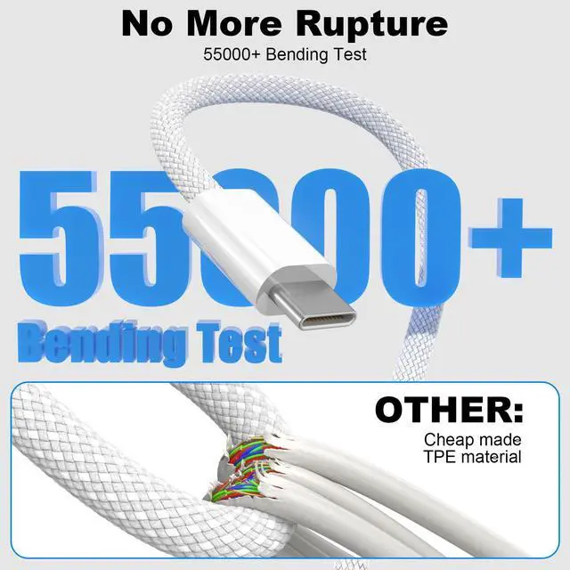 Alt view image 2 of 7 - USB C Cable 3FT 2 Pack, Nylon Braided USB C to USB C Cable for Carplay, Home and Office, 60W Fast Charging usbc Cable for iPhone 17/16/15 Pro Max/Pro/Plus, Galaxy S25/S24/S23, iPad, MacBook, Pixel