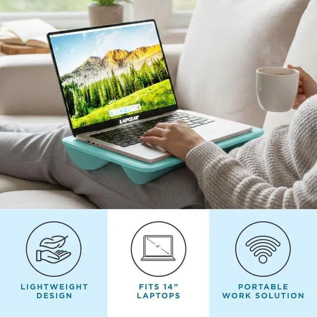 Alt view image 2 of 7 - Compact Lap Desk Aqua Sky, Fits 14" Laptops