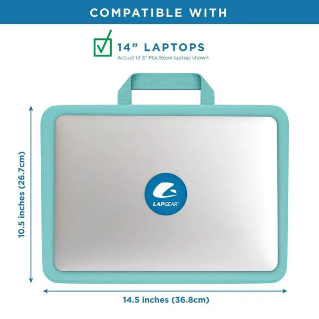 Alt view image 3 of 7 - Compact Lap Desk Aqua Sky, Fits 14" Laptops